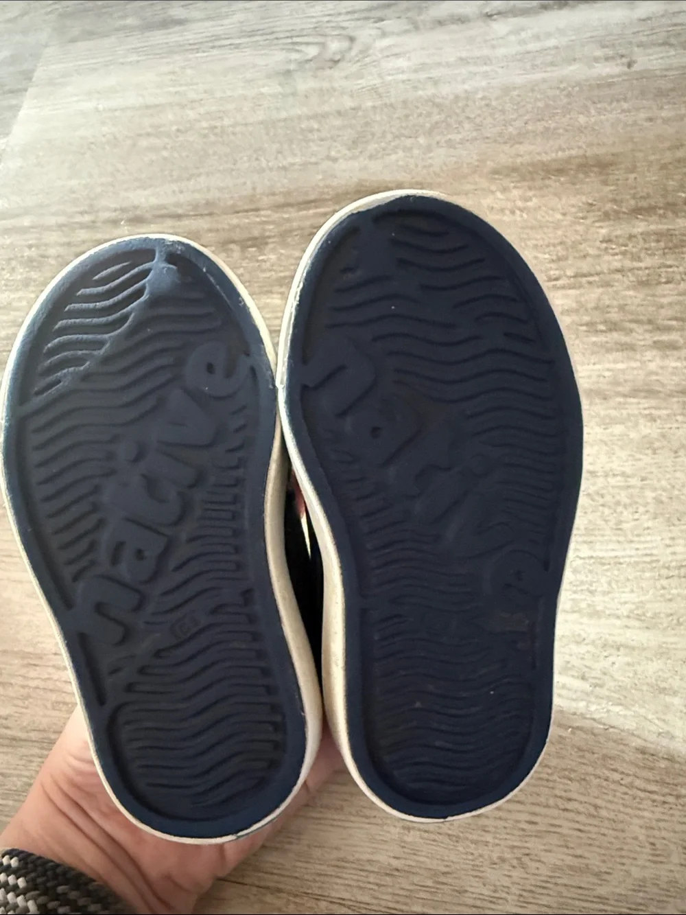 Native Kids Water Shoes Slip-On in Navy and Cream Toe C5